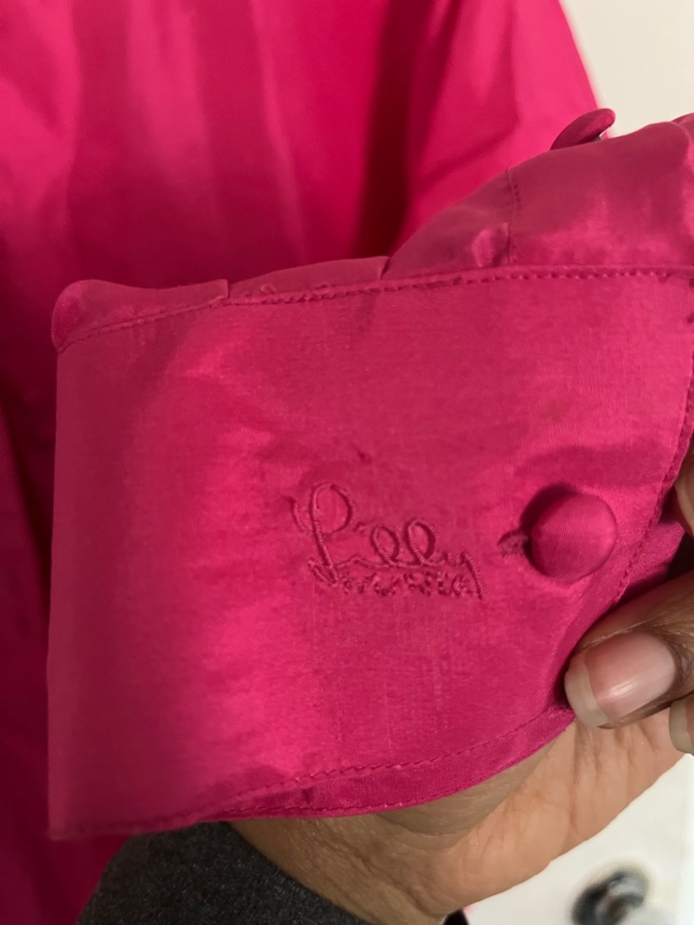 Lilly Pulitzer vintage Fuchsia Silk Button-Front Blouse - Picture 7 of 7